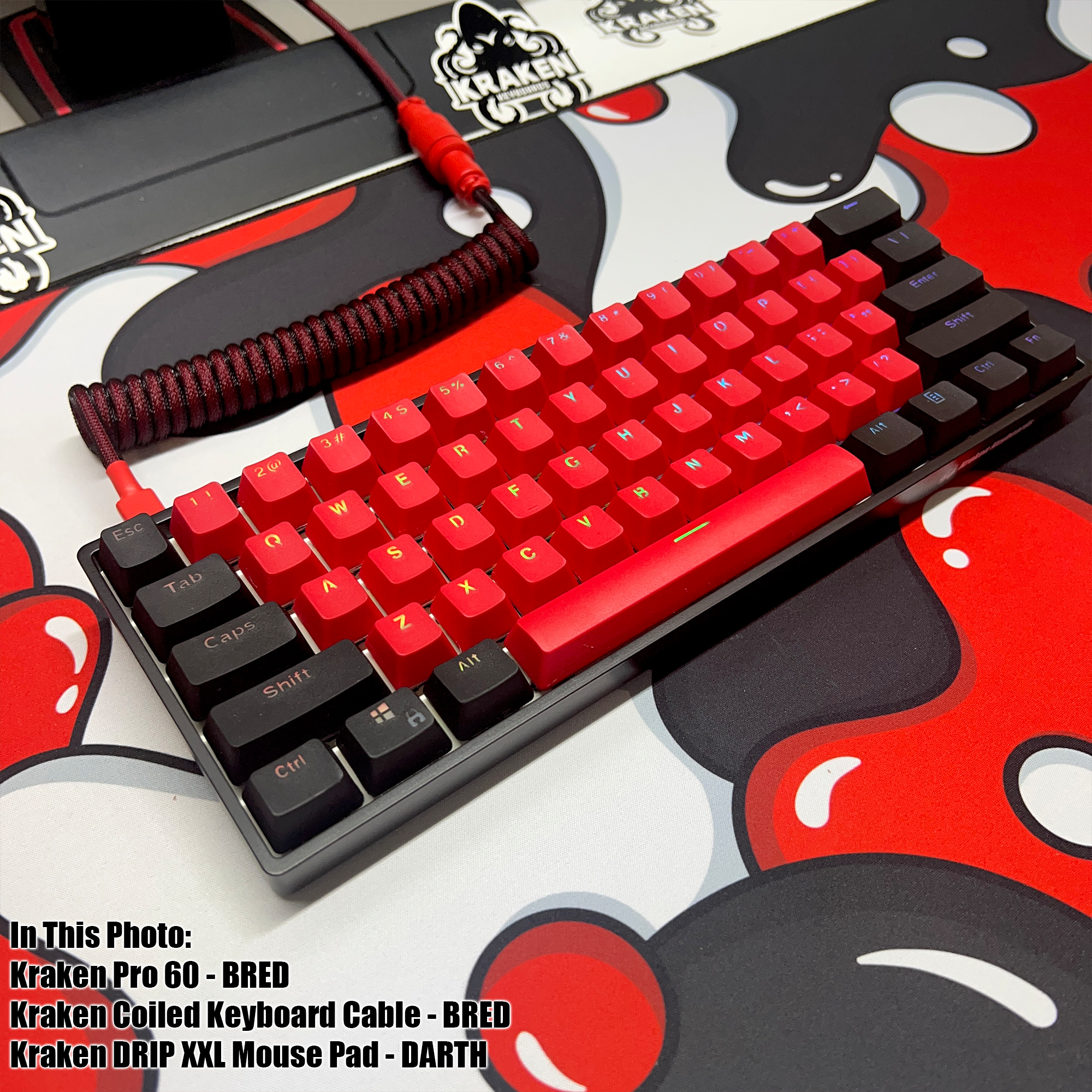 BRED Keyboard + COILED CABLE + MOUSE PAD Bundle