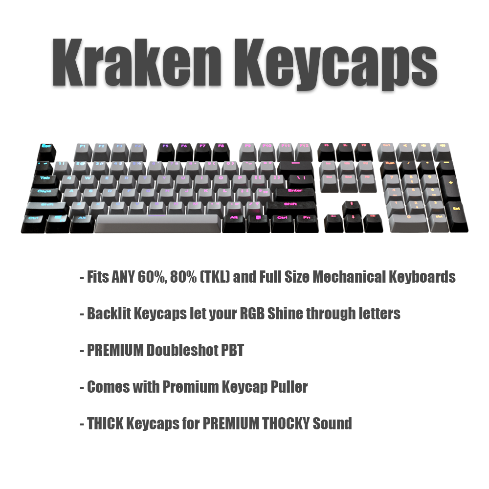 Stealth Keycap Set - Kraken Keycaps