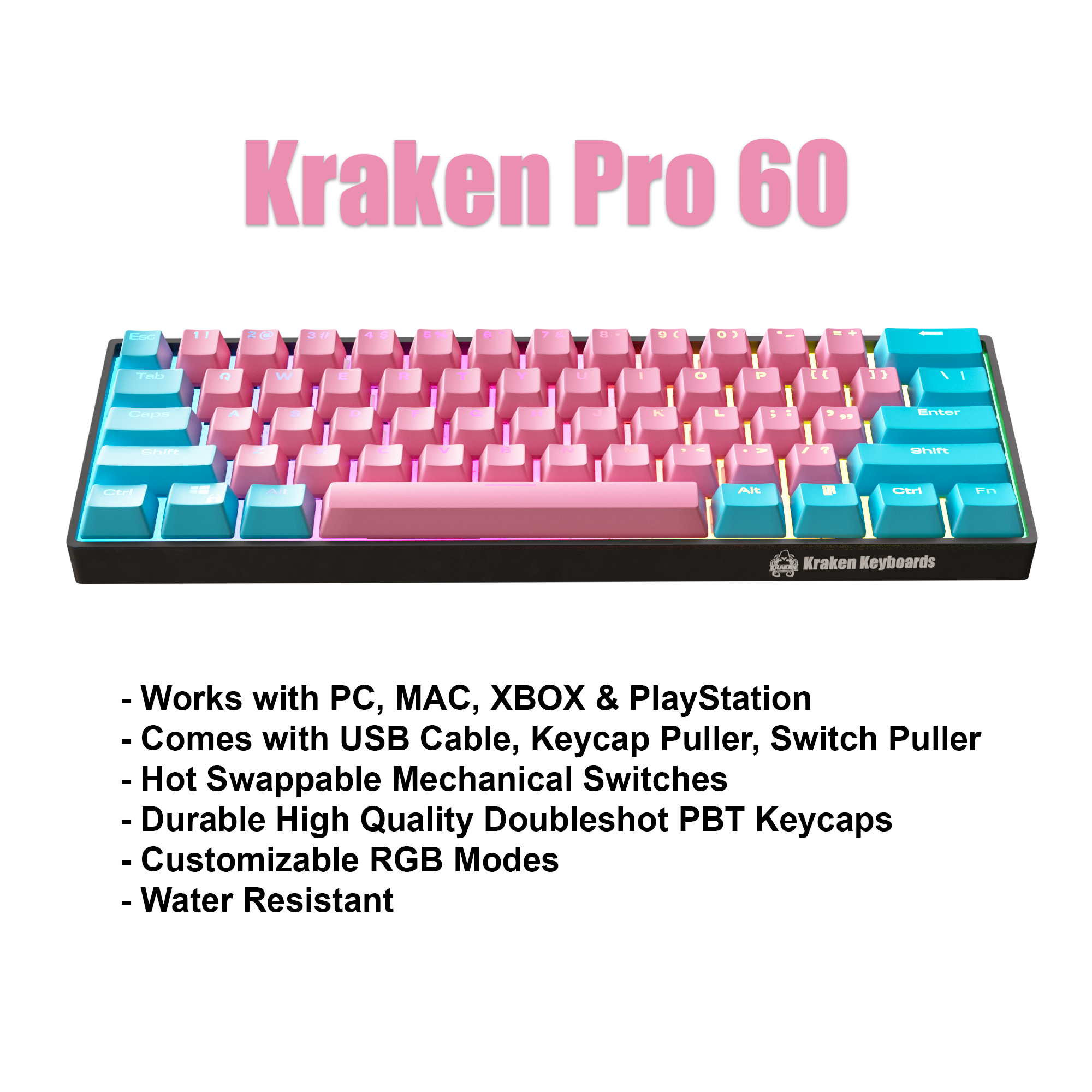 COTTON CANDY Keyboard + COILED CABLE + MOUSE PAD Bundle