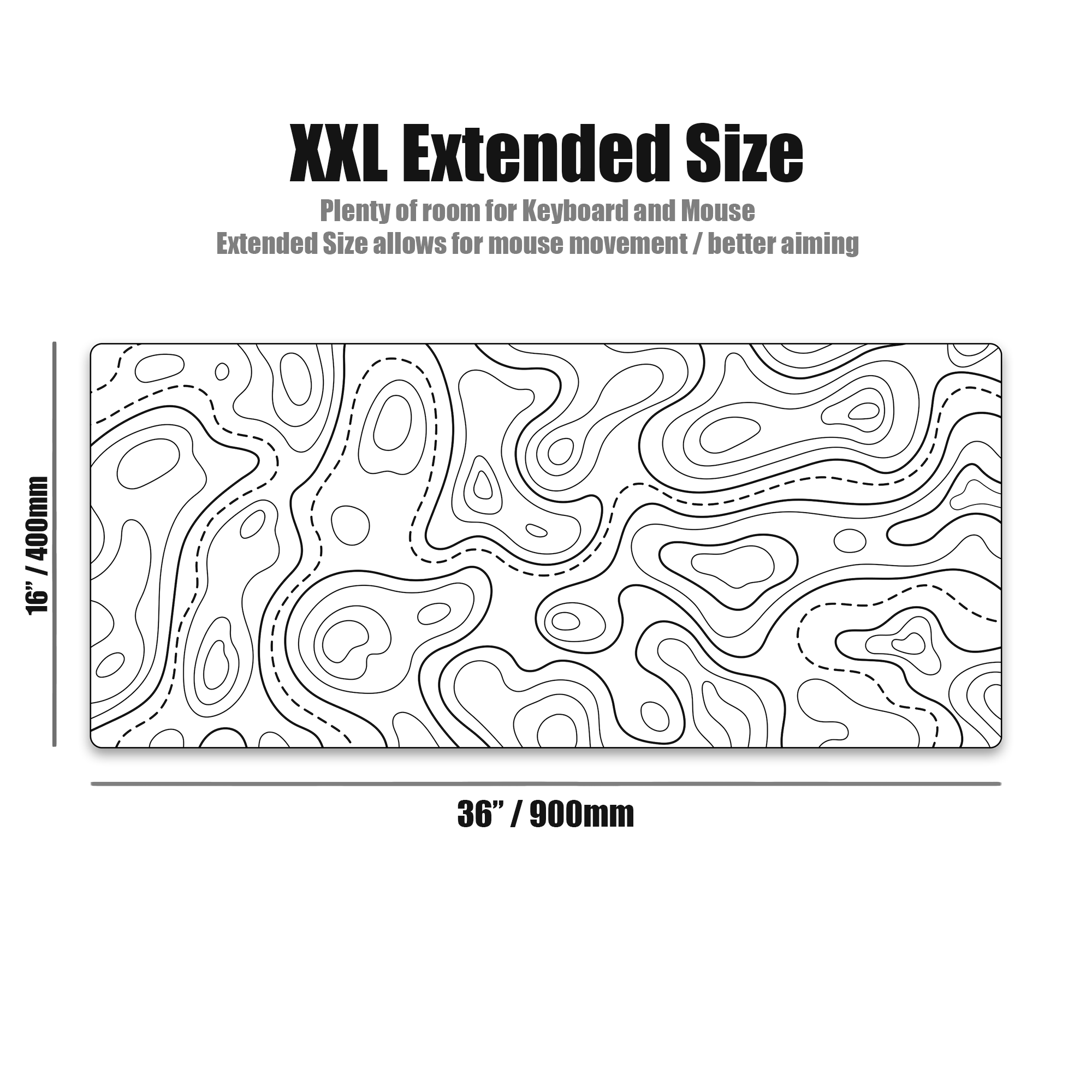 TOPOGRAPHIC XXL Gaming Mouse Pad - WHITE