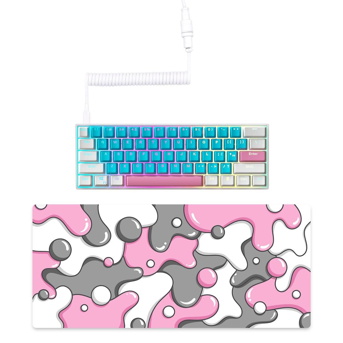 CANDY PAINT Keyboard + COILED CABLE + MOUSE PAD Bundle Kraken Keyboards