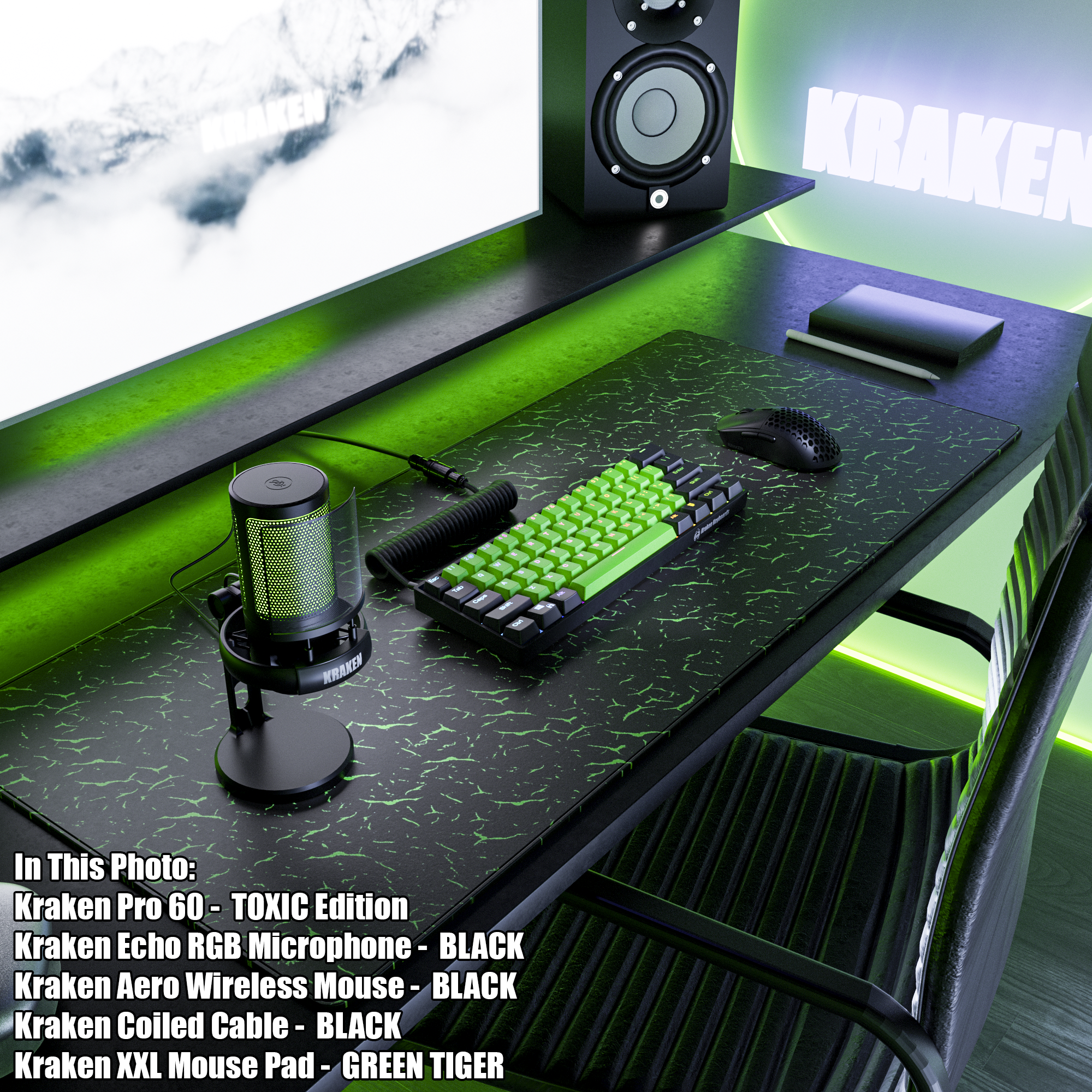 KRAKEN XXL Gaming Mouse Pad - BLACK & GREEN TIGER | BUY NOW KRAKEN XXL Gaming Mouse Pad - BLACK & GREEN TIGER | BUY NOW