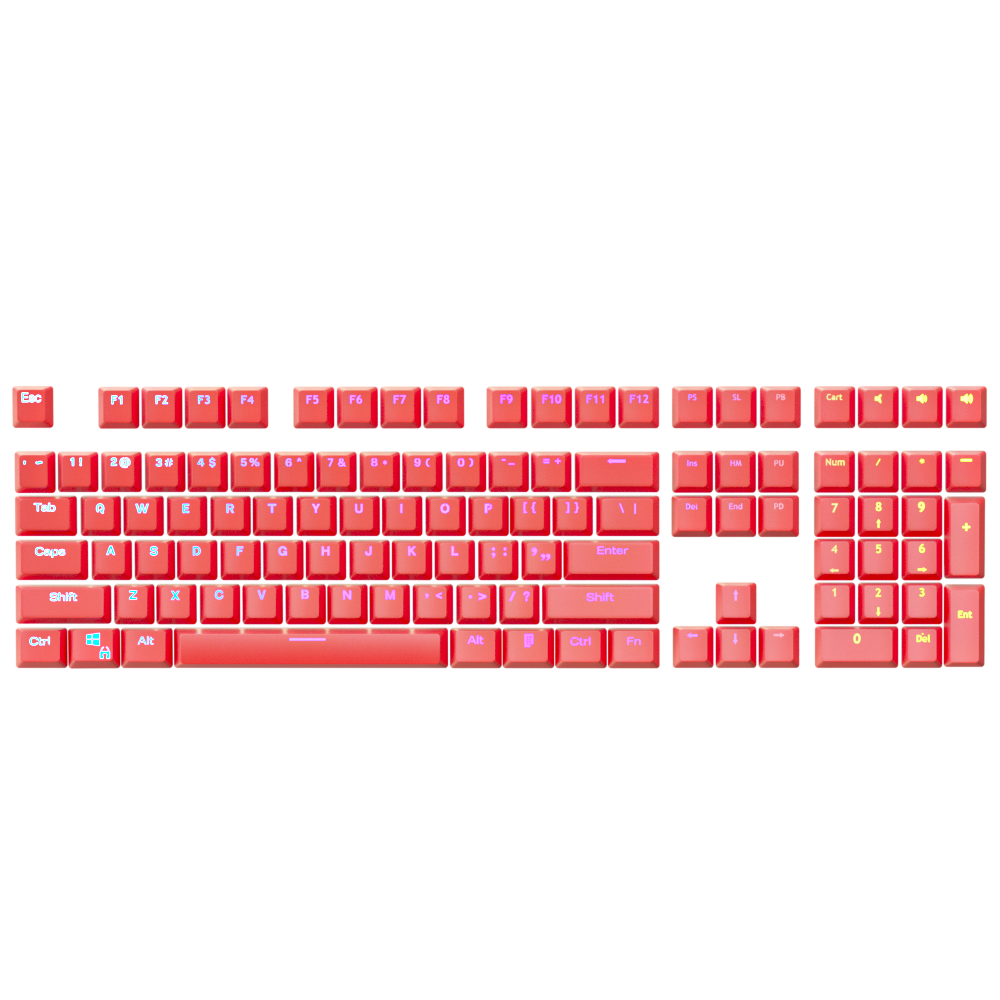 Pure Red Keycap Set - Kraken Keycaps - Doubleshot PBT Backlit Keycaps ...