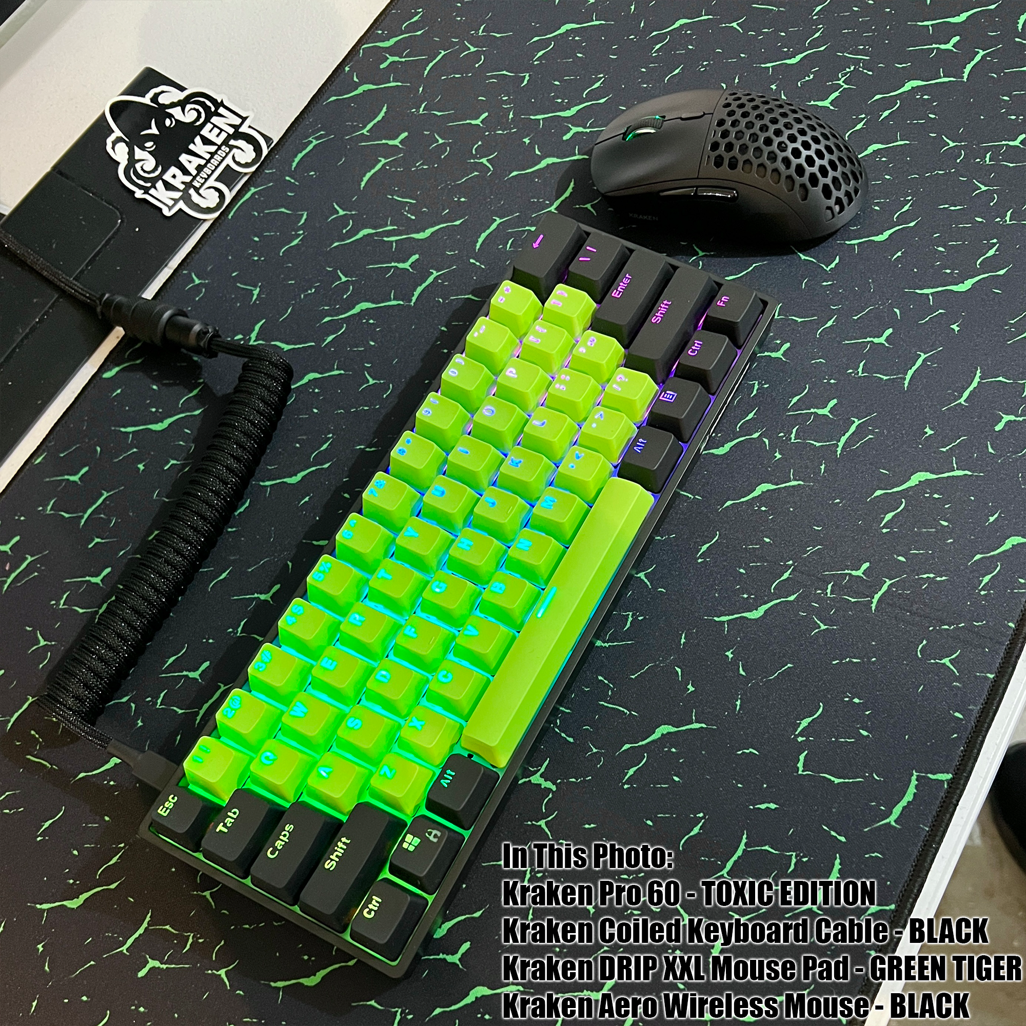 TOXIC Keyboard + COILED CABLE + MOUSE PAD Bundle
