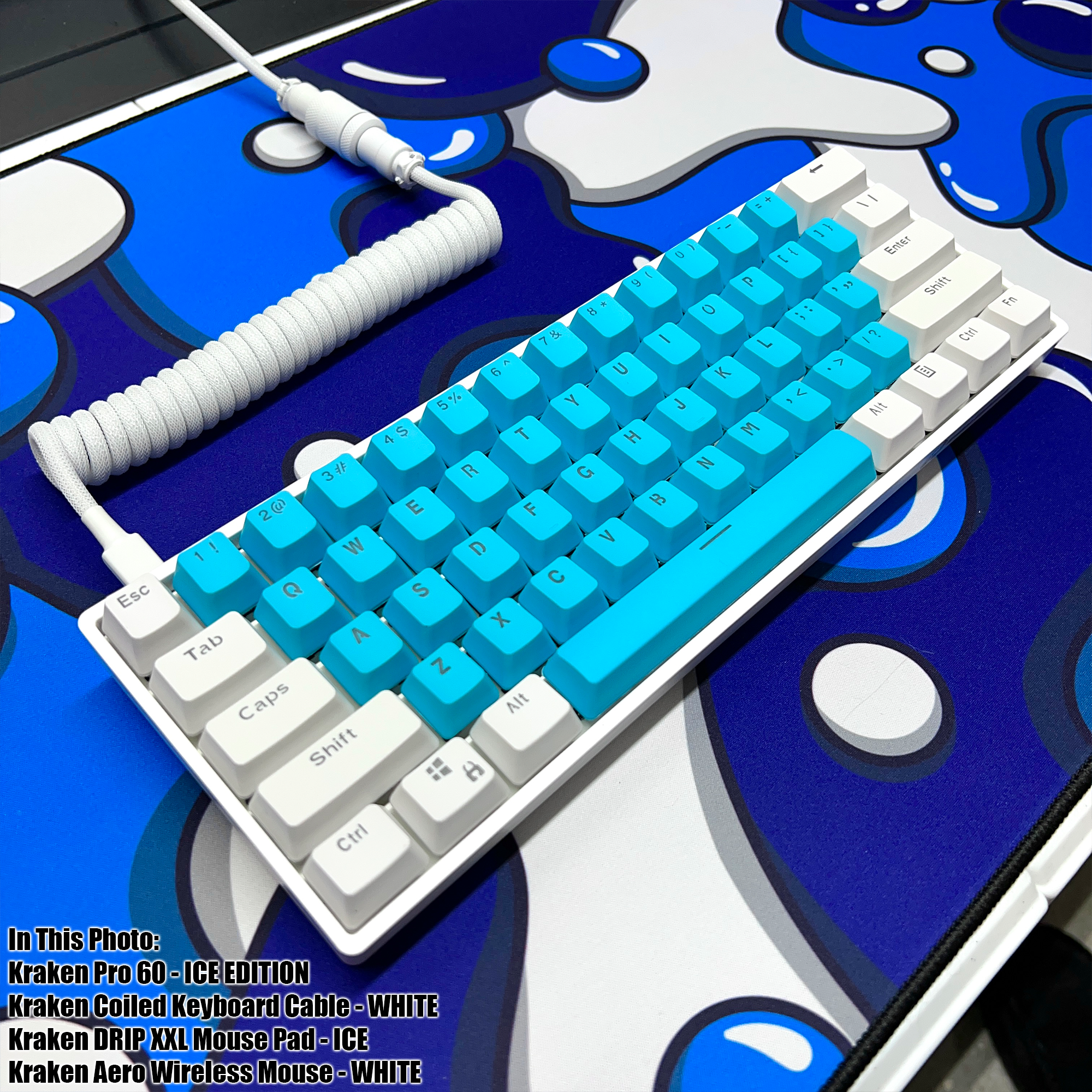 ICE Keyboard + COILED CABLE + MOUSE PAD Bundle
