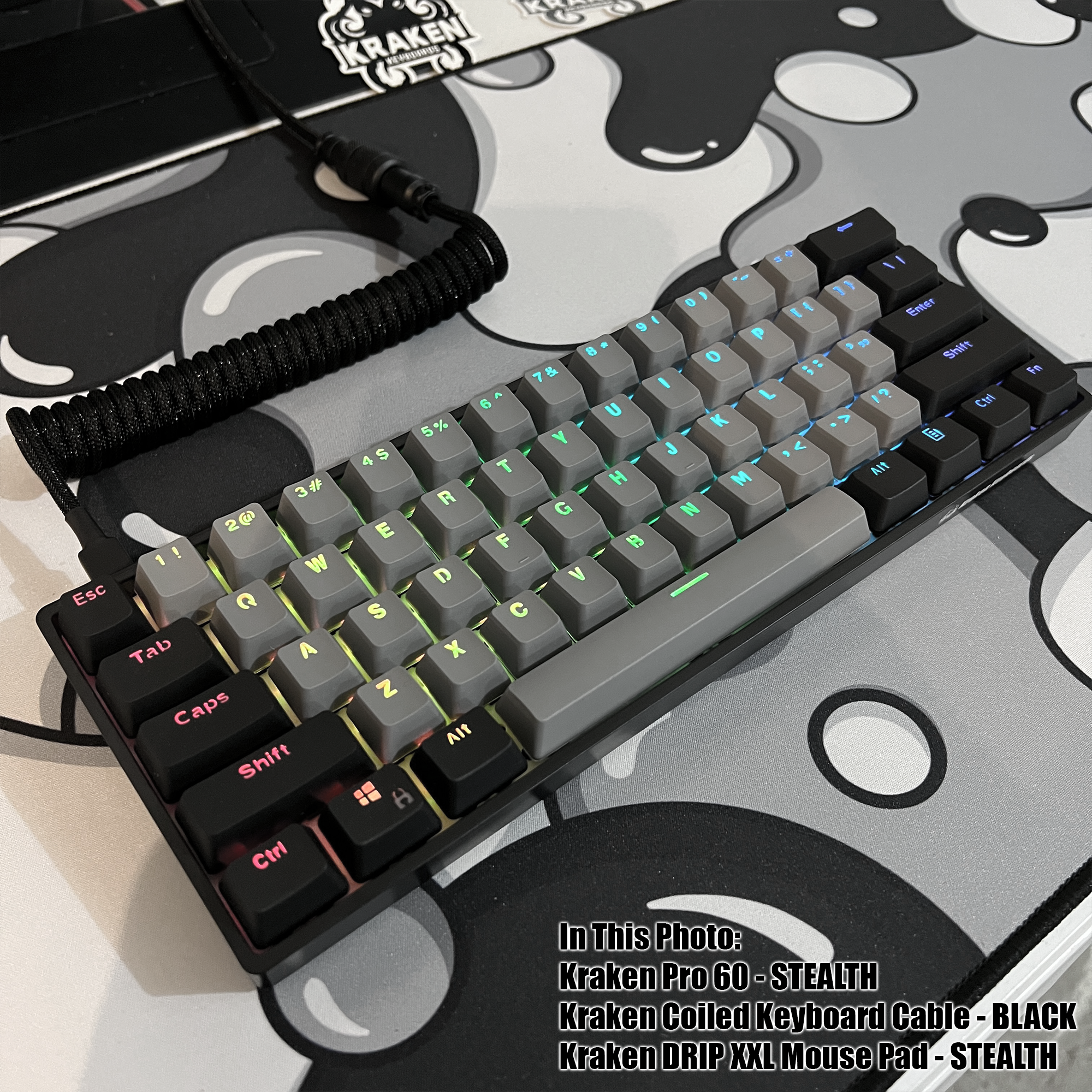 STEALTH  Keyboard + COILED CABLE + MOUSE PAD Bundle