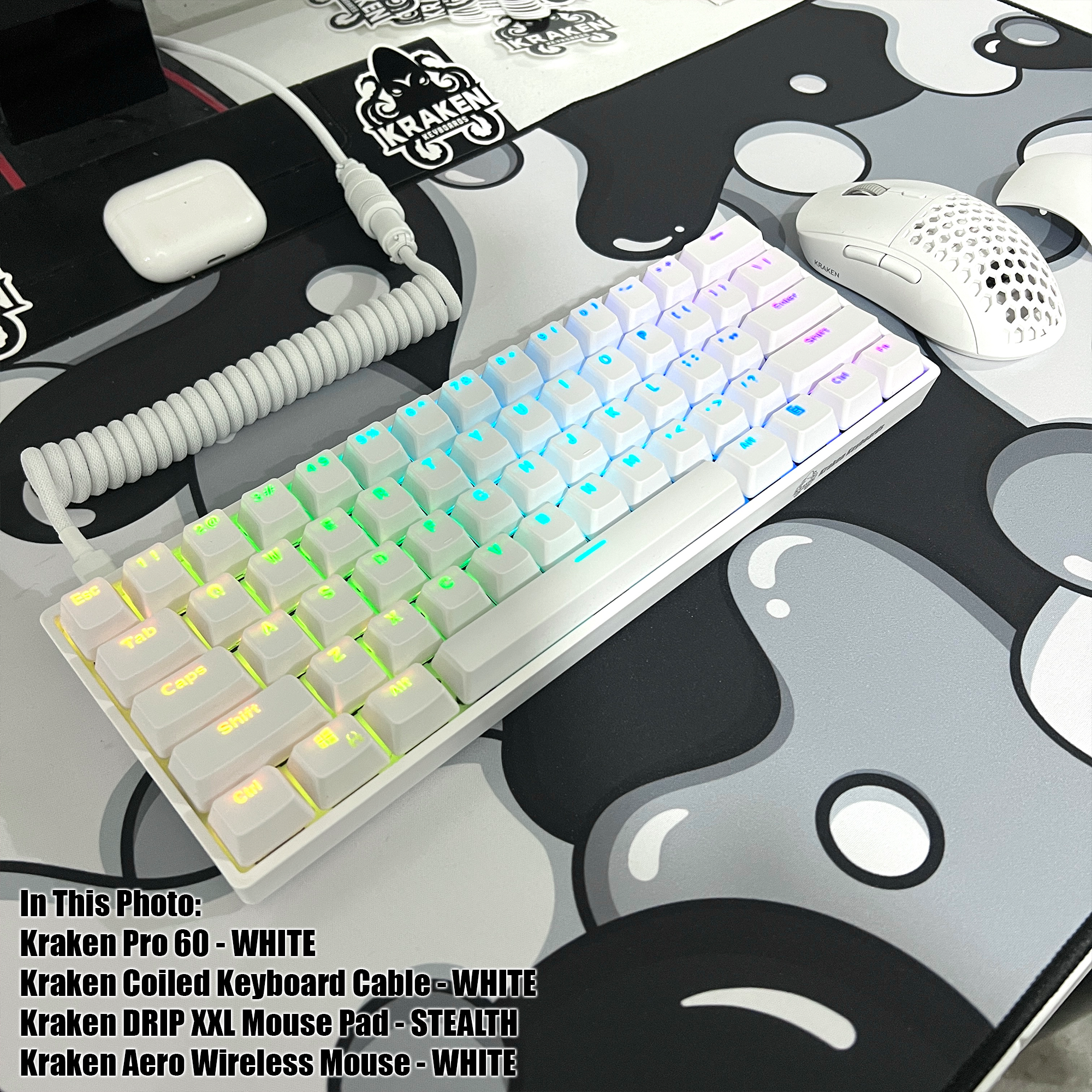Kraken BRED 60% Gaming Keyboard Gateron Silver Switches 
