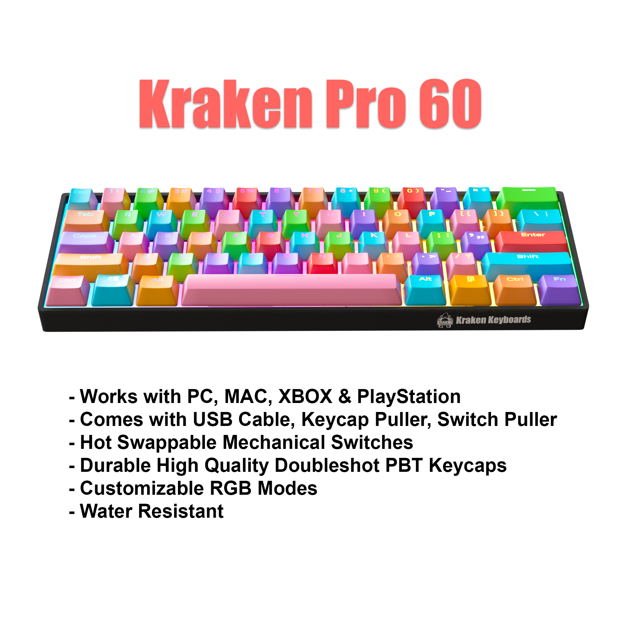 RAINBOW EDITION - Kraken Pro 60% Mechanical Keyboard