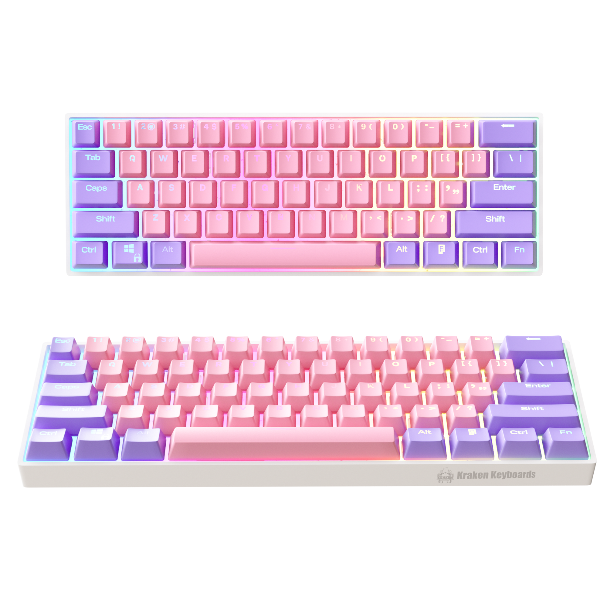  KRAKEN KEYBOARDS Sakura Edition Kraken Pro 60, White & Pink 60%  HOT SWAPPABLE Mechanical Gaming Keyboard for Gaming On PC, MAC, Xbox and  Playstation (Sakura
