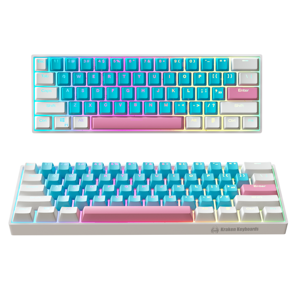  Kraken Pro 60 Cotton Candy Edition 60% Blue and Pink Mechanical  Keyboard + Kraken Pink Coiled Cable (Blue and Pink Gaming Keyboard) :  Electronics