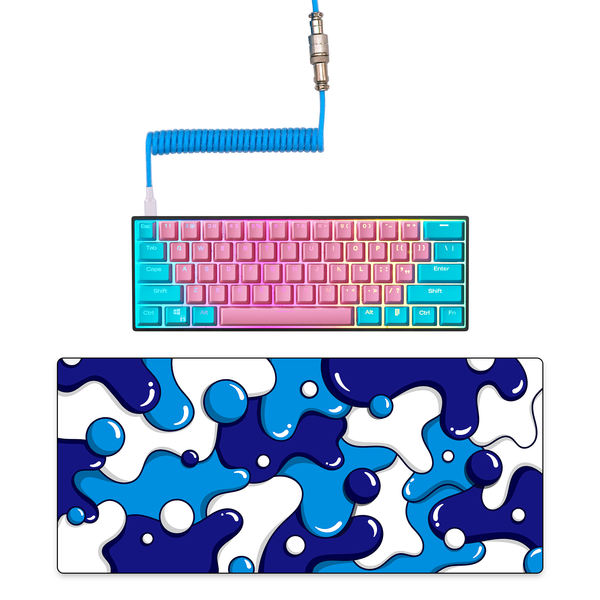 COTTON CANDY Keyboard + COILED CABLE + MOUSE PAD Bundle Kraken Keyboards