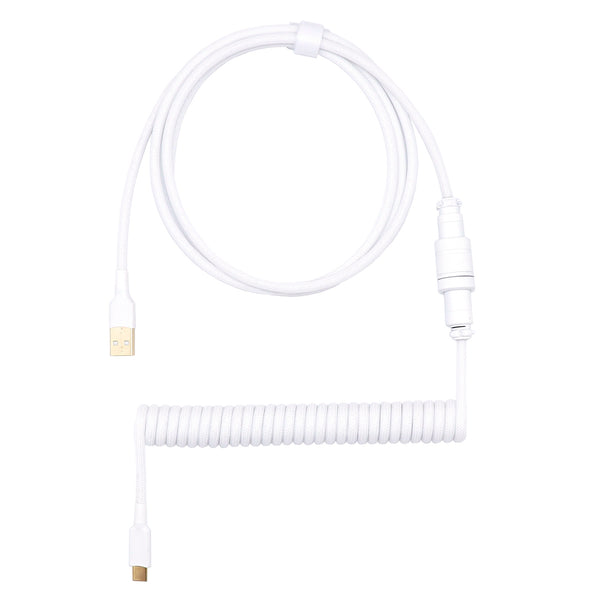 PURE WHITE Coiled Keyboard Cable | 12 Colors available | BUY NOW