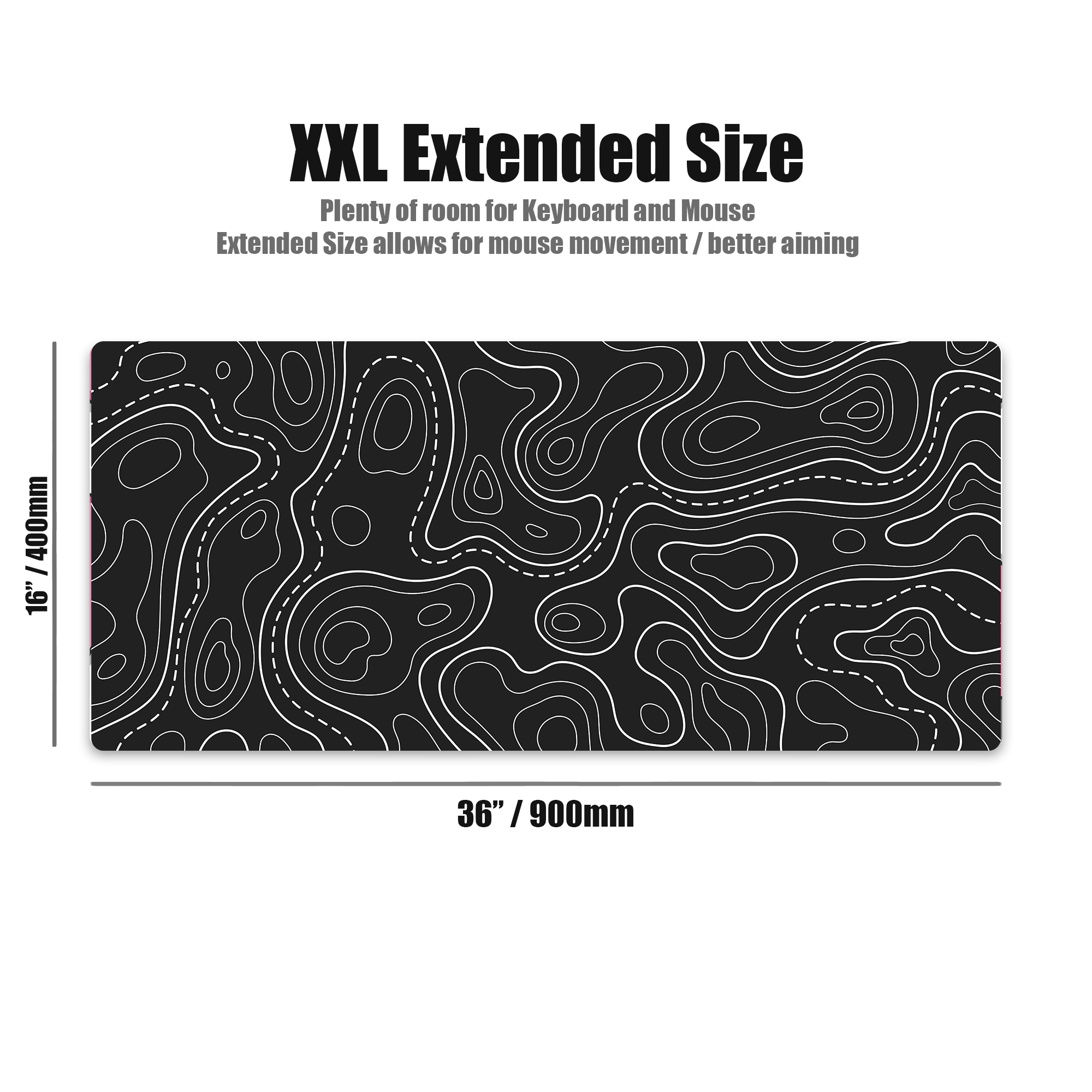 TOPOGRAPHIC XXL Gaming Mouse Pad - BLACK