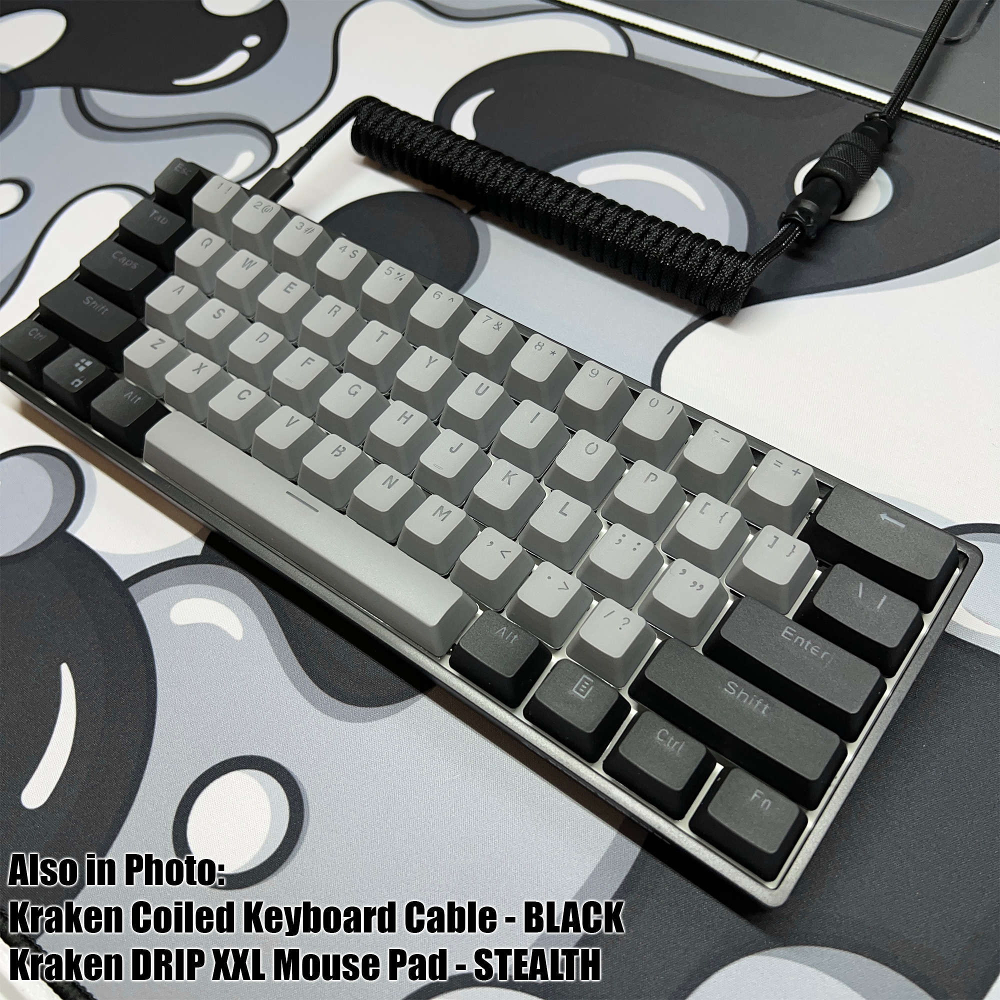 Coiled Keyboard Cable - BLACK