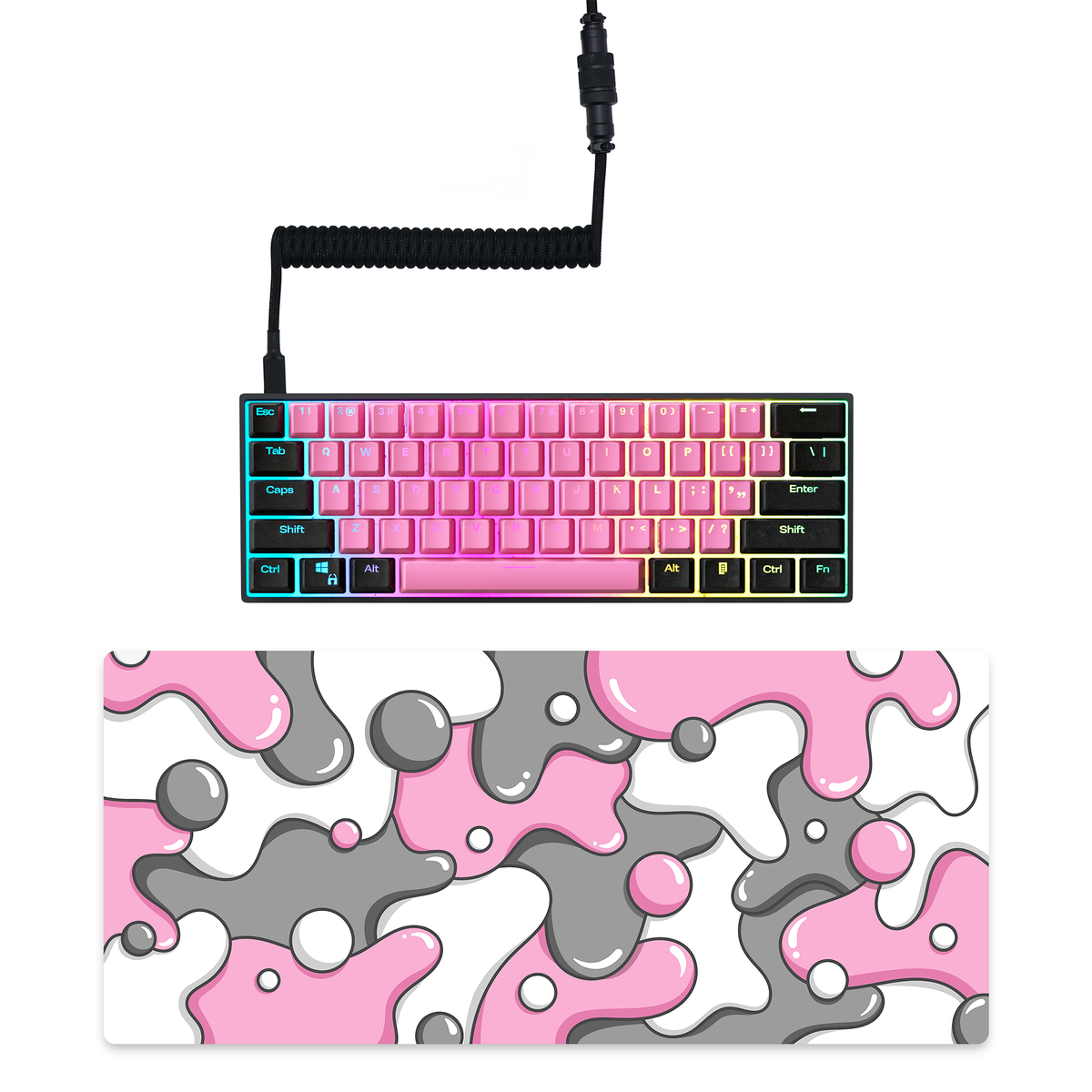 BLINK Keyboard + COILED CABLE + MOUSE PAD Bundle – Kraken Keyboards