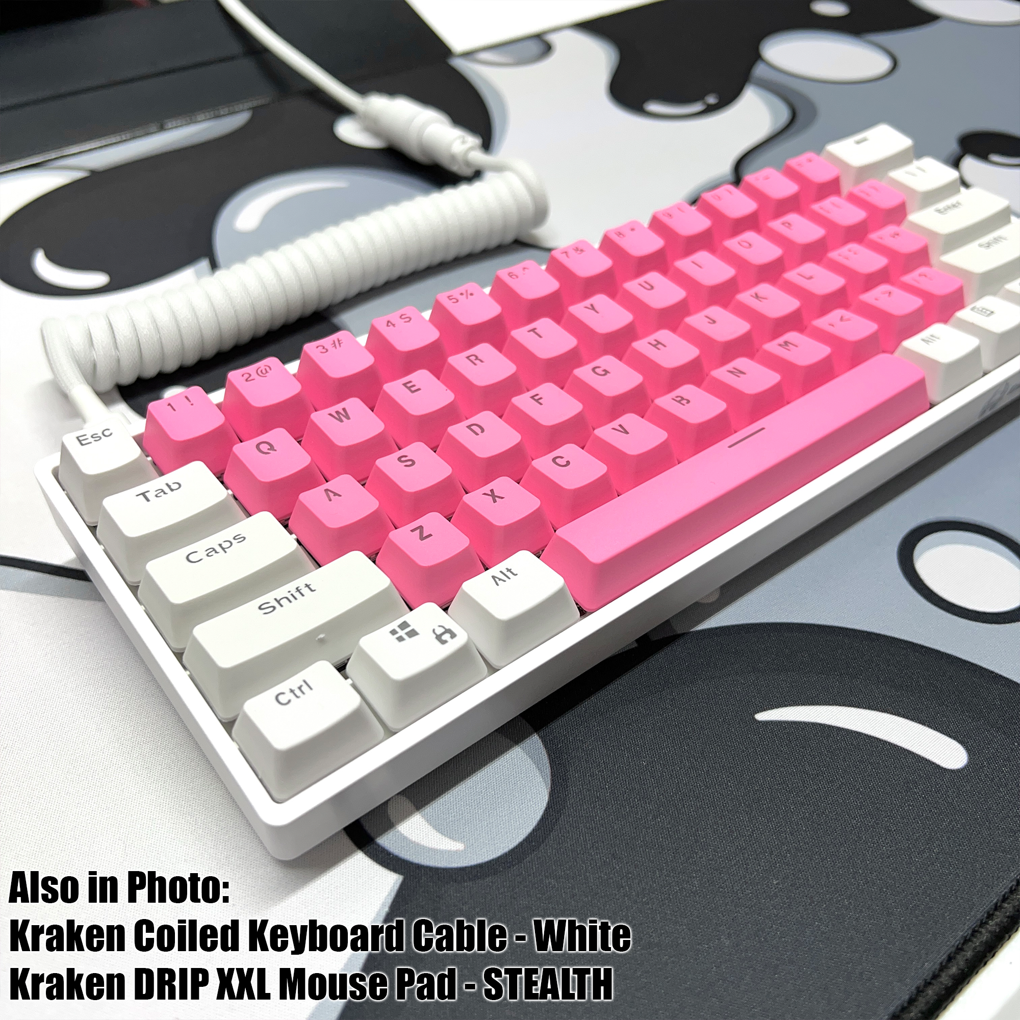 Kraken Keyboards on X: BEAUTIFUL Keyboard for our friend @albertoowhitee  🔥🔥 Kraken Pro 60 + Reverse Gummy Keycaps + Pink Aviator Cable + Black and  Pink XXL Mouse Pad  🐙🖤  /